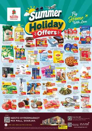 Nesto Sharjah Summer Holiday Offers | Biggest Deals Today flyer cover