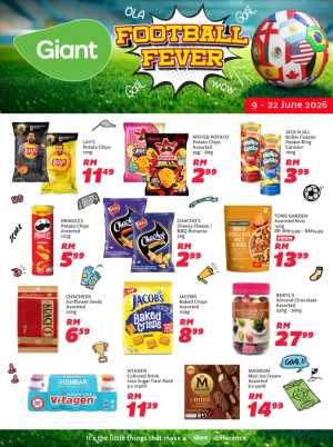 Giant Malaysia Football Fever Snack Deals | Biggest Deals Today flyer cover