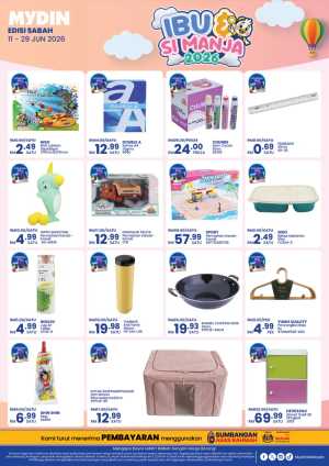 Mydin Sabah Ibu dan Si Manja Fair | Biggest Deals Today flyer cover