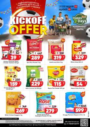 Happy 7 Days Muttil Kickoff Offers | biggest deals today flyer cover