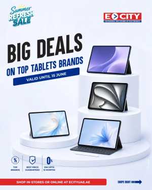 Ecity UAE Summer Tablet Big Deals | Live Deals flyer cover