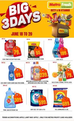 Metro Fresh Hypermarket Iritty and Mattannur Big 3 Days | Live Deals flyer cover