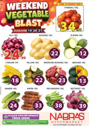 Nabras Hypermarket Taliparamba Weekend Vegetable Blast | Shop Today flyer cover