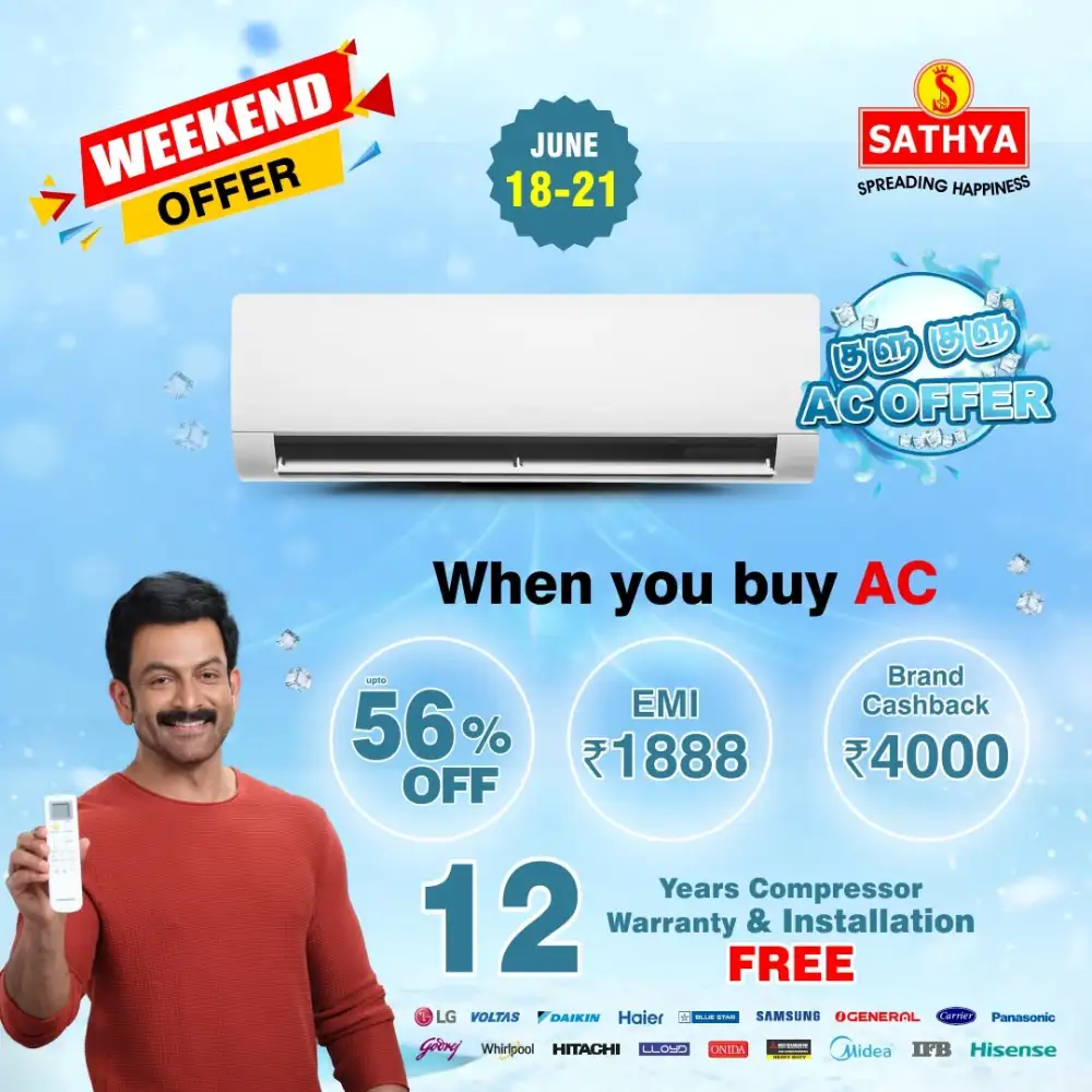 Sathya Electronics AC Weekend Offer Up to 56% OFF  | shop today page 1