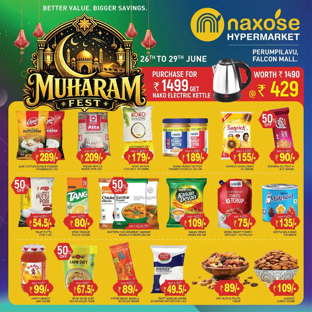 Naxose Hypermarket Perumpilavu Muharam Fest Offers | Save Now page 1