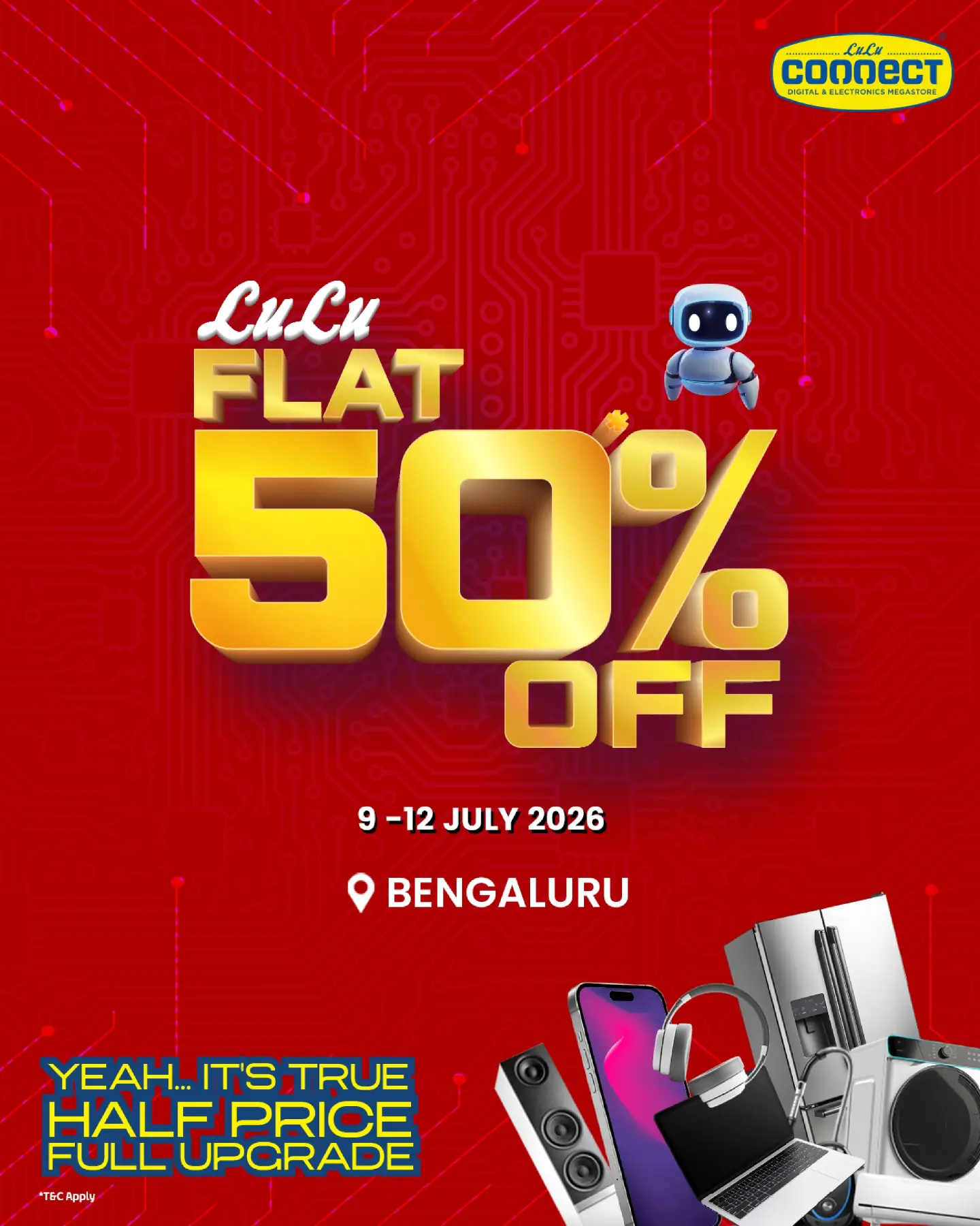 LuLu Connect Bengaluru Flat 50% Off Electronics Sale | 4 Days Only page 1