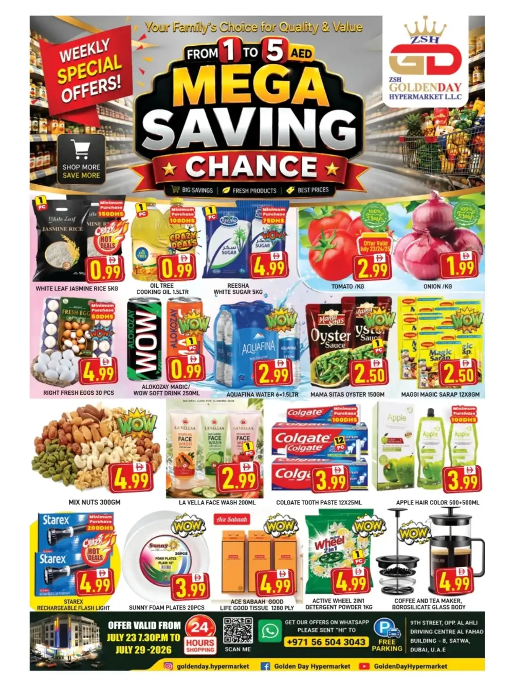 Golden Day Satwa Deals | Mega Saving Flyer page 1
