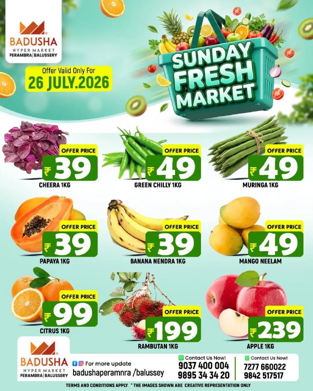 Badusha Hypermarket Balussery Offers | Sunday Fresh Market page 1
