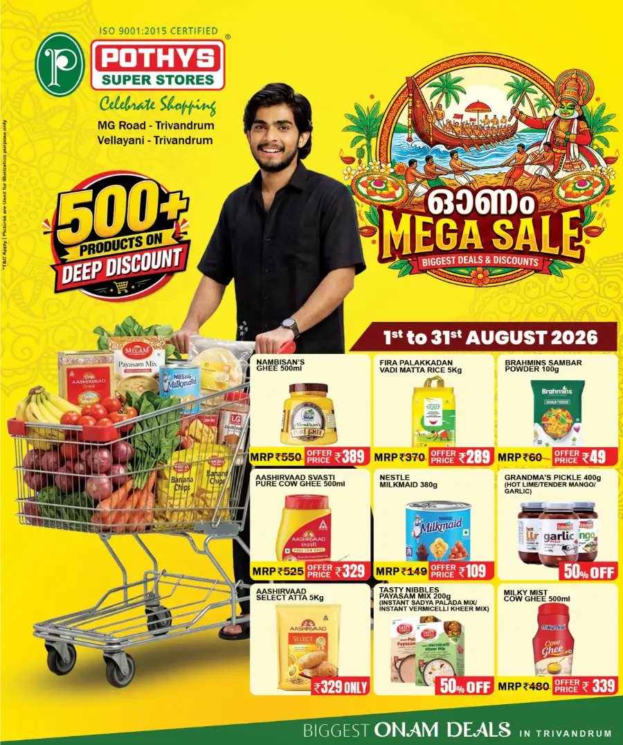 Pothys Super Stores Trivandrum Onam Mega Sale Offers page 1