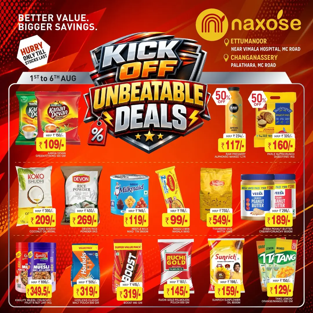 Naxose Ettumanoor & Changanassery Offers | Kick Off Unbeatable Deals page 1