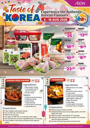 AEON Malaysia Taste of Korea Offers | Korean Food Deals flyer cover