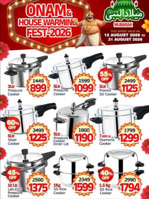 Onam & House Warming Fest Offers | Kitchenware Deals flyer cover