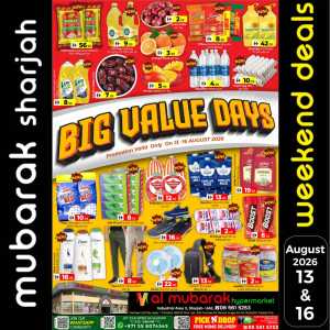 Al Mubarak Hypermarket Sharjah Big Value Days Deals flyer cover
