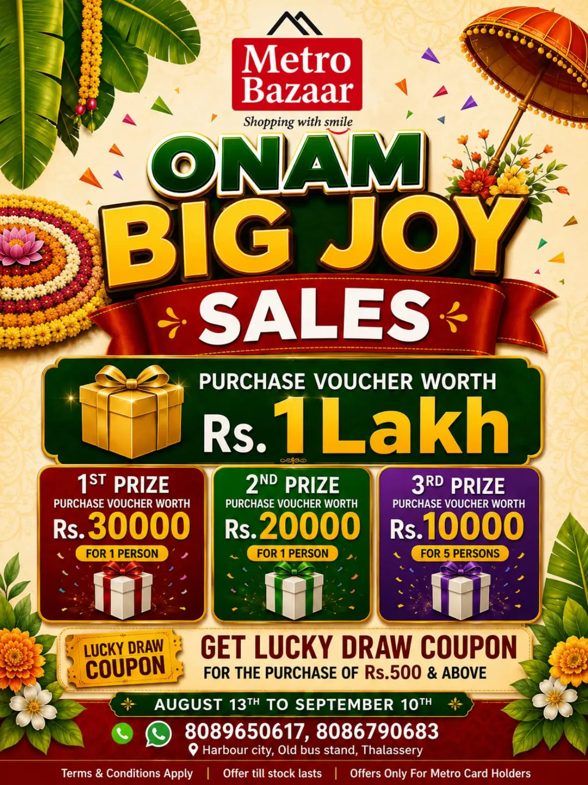 Metro Bazaar Thalassery Offers Today | Onam Big Joy Sales page 1