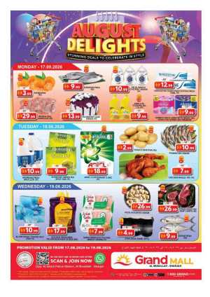 Grand Mall Sharjah Offers Today | August Delights flyer cover
