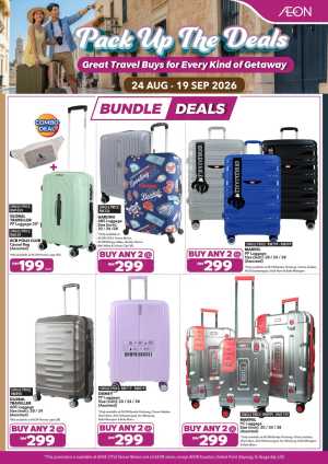 AEON Malaysia Pack Up The Deals | Travel Luggage Offers flyer cover