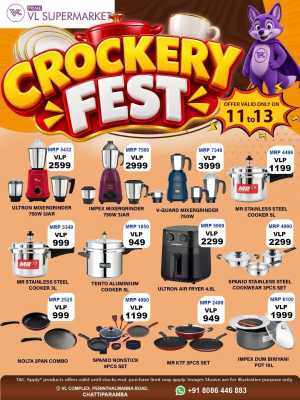 VL Supermarket Crockery Fest Offers flyer cover