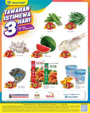 Tawaran Istimewa 3 Hari | TF Value-Mart Offers flyer cover