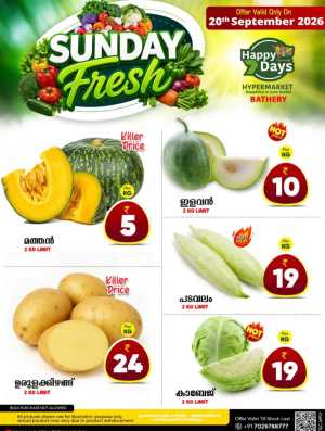 Happy 7 Days Hypermarket Bathery Sunday Fresh Offers flyer cover
