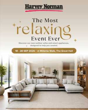 Harvey Norman The Most Relaxing Event Ever Promotion flyer cover