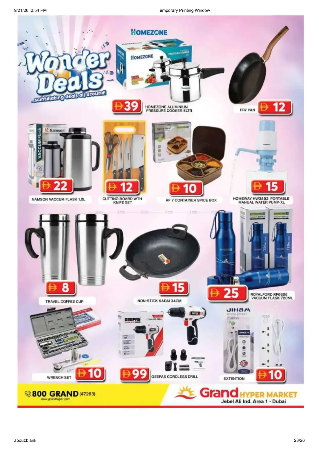 Grand Hyper Jebel Ali Ind Area 1 Wonder Deals Offers page 23
