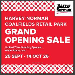 Harvey Norman Coalfields Retail Park Grand Opening Sale flyer cover