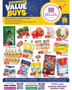 Rawabi Market Musheirif Ajman Value Buys flyer cover