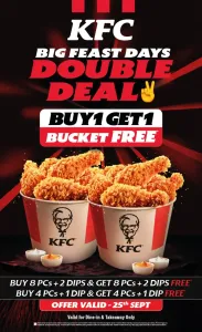 KFC Big Feast Days Double Deal Buy 1 Get 1 Free flyer cover