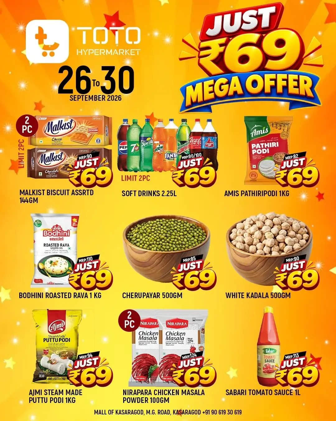 TOTO Hypermarket Kasaragod Just ₹69 Mega Offer page 1