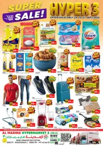 Al Madina Hypermarket 3 Super Sale Offers & Deals flyer cover