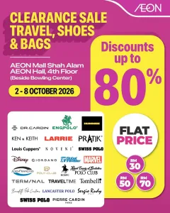 Clearance Sale Travel, Shoes & Bags Catalogue | AEON flyer cover