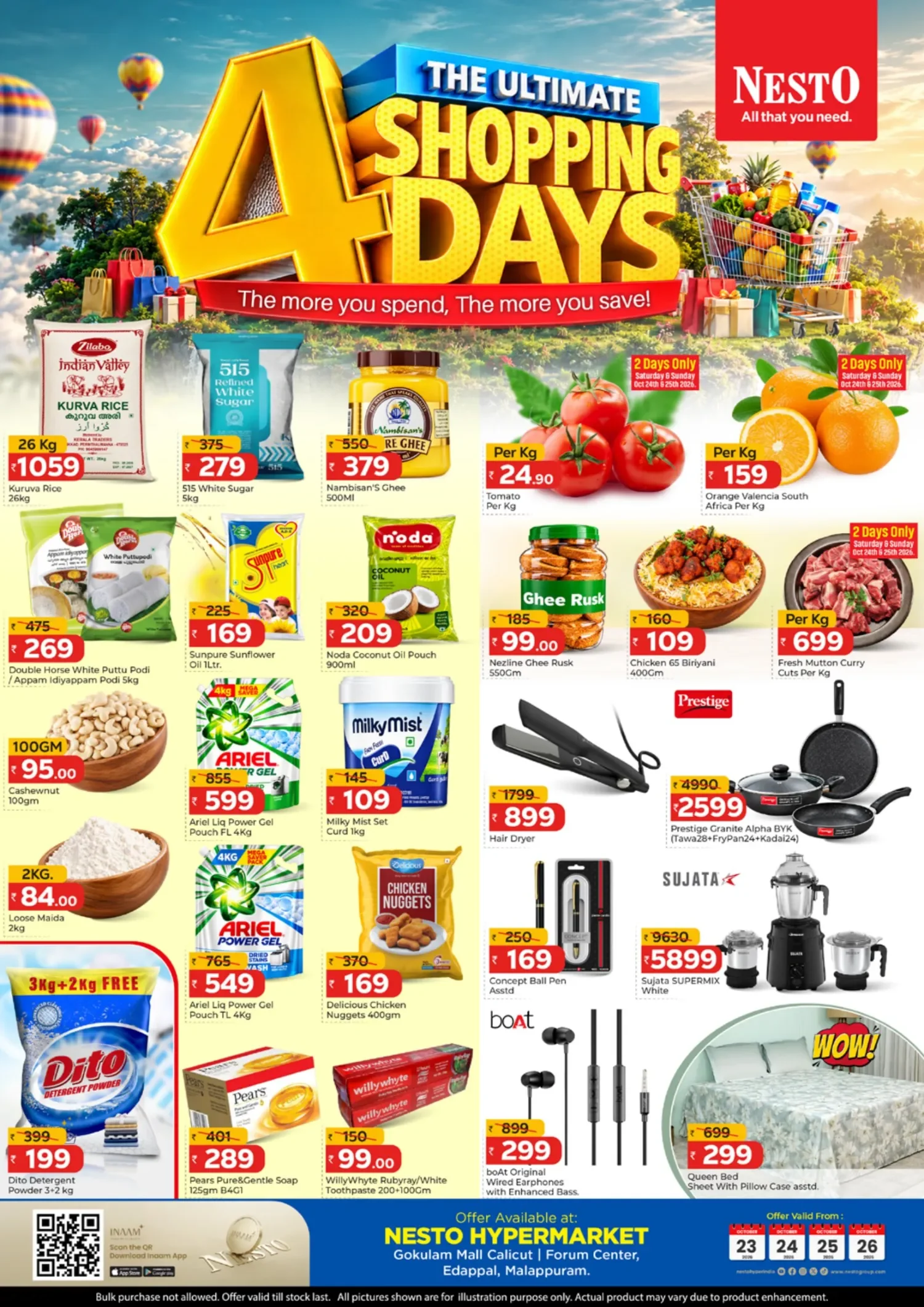 Nesto Calicut & Edappal Offers – The Ultimate 4 Shopping Days | 26 Oct 2026 page 1