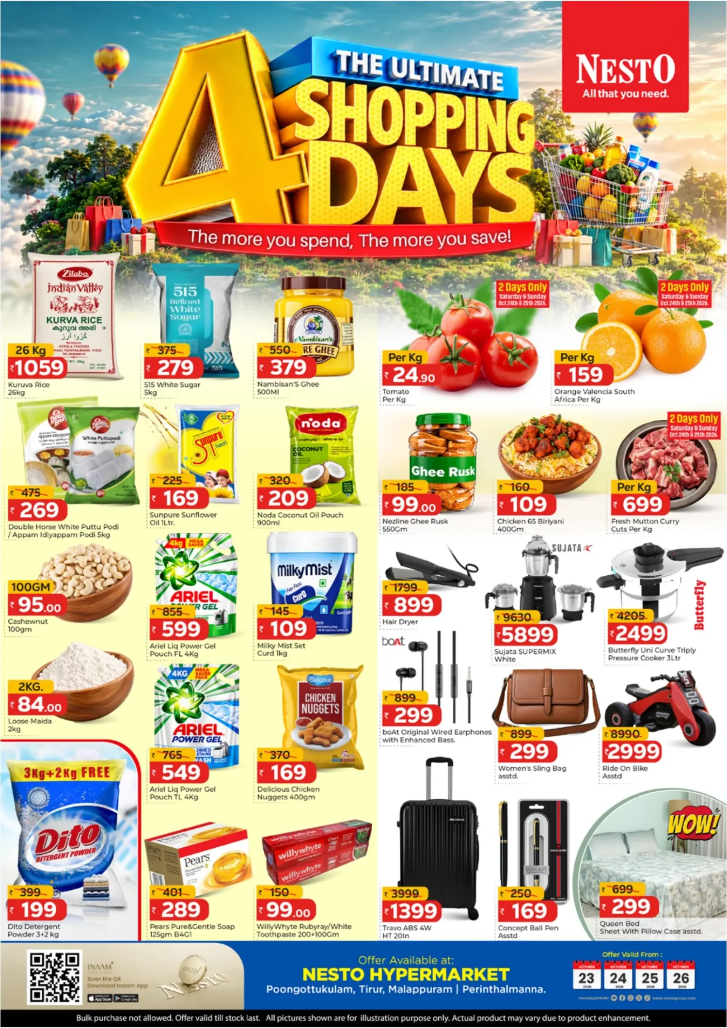 Nesto Tirur Malappuram Offers – Ultimate 4 Shopping Days | 26 Oct 2026 page 1
