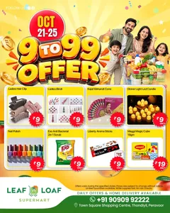 Leaf & Loaf Supermart Offers – 9 to 99 Offer | 25 Oct 2026 flyer cover
