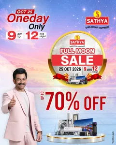 Sathya Offers – Up to 70% OFF Full Moon Sale | 25 Oct 2026 flyer cover