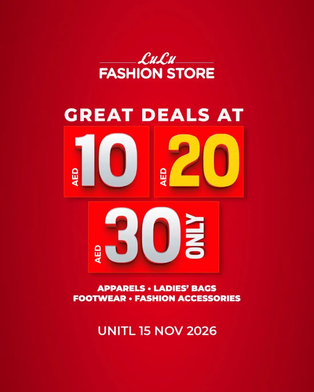 LuLu Fashion Store Offers – Great Deals AED 10 20 30 | 15 Nov 2026 page 1