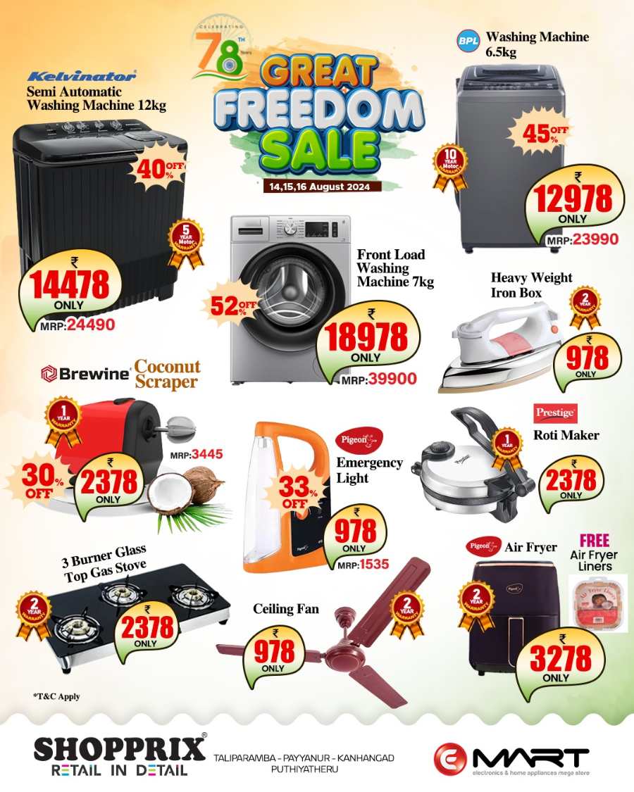 Great Freedom Sale In Shopprix Kannur