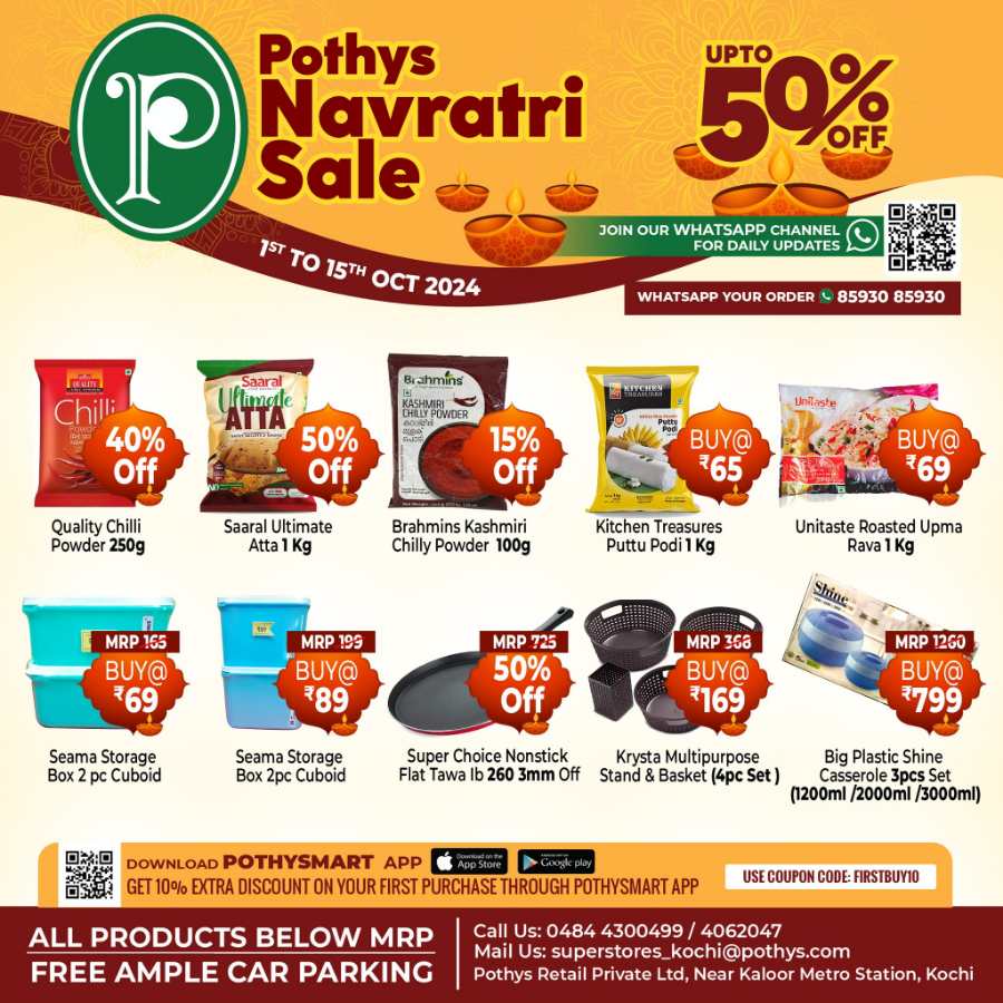 Navratri Sale: Get up to 50% OFF on Groceries & Home Essentials In Pothys Superstores Ernakulam