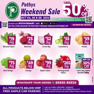 Pothys Weekend Sale! Enjoy up to 50% OFF In Pothys Superstores Ernakulam