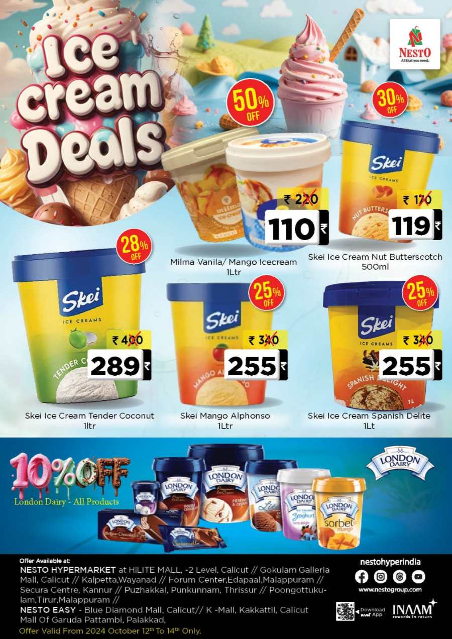 Ice Cream Deals In Nesto Hypermarket Thrissur