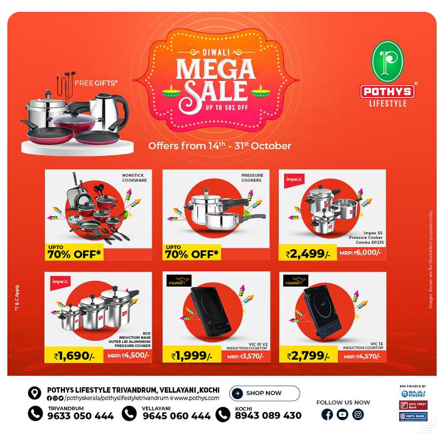 Diwali Exciting Mega Sale on Laptops and Home Appliances In Pothys Superstores Trivandrum