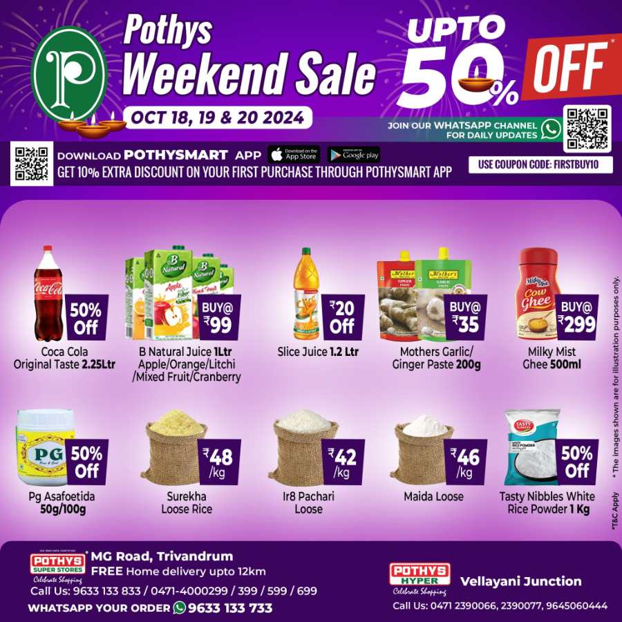 Weekend Sale Up to 50% Off In Pothys Superstores Trivandrum