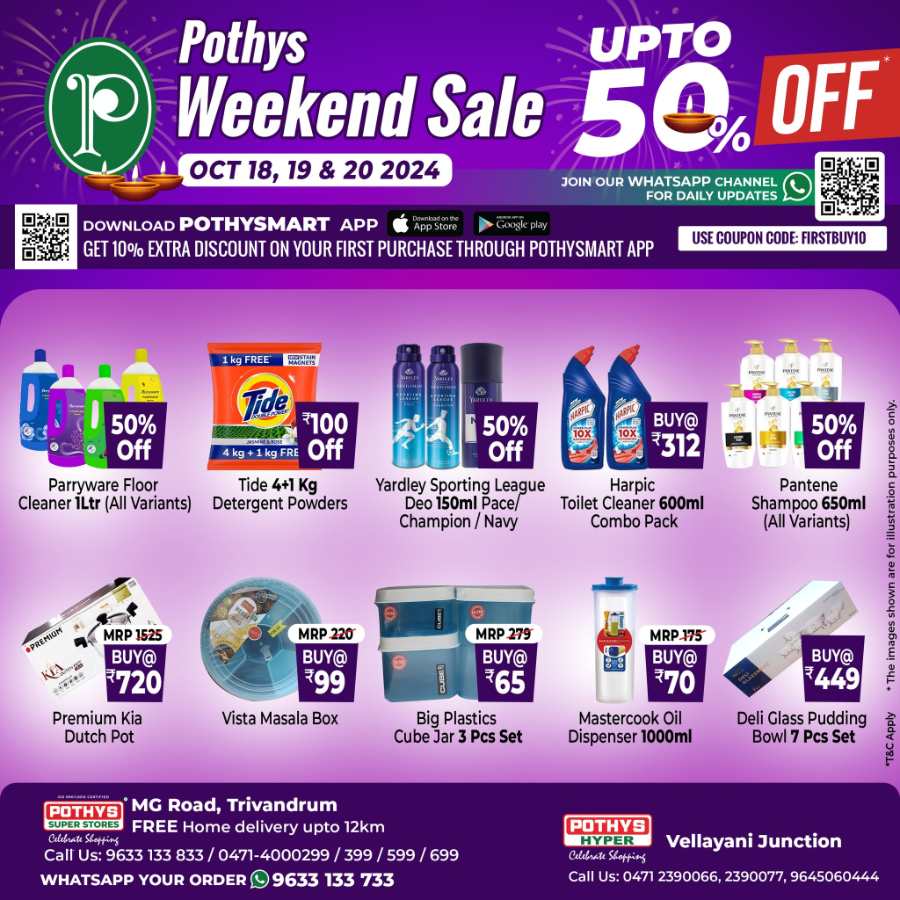 Weekend Sale Up to 50% Off In Pothys Superstores Trivandrum