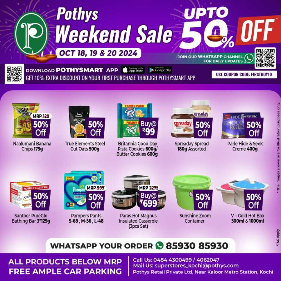 Weekend Sale Up to 50% Off In Pothys Superstores Ernakulam