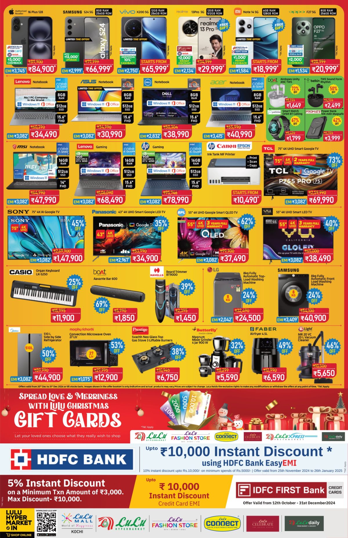 Christmas Sale: Mobiles, Laptops & Home Appliannces - Grab Deals In Lulu Hypermarket Ernakulam