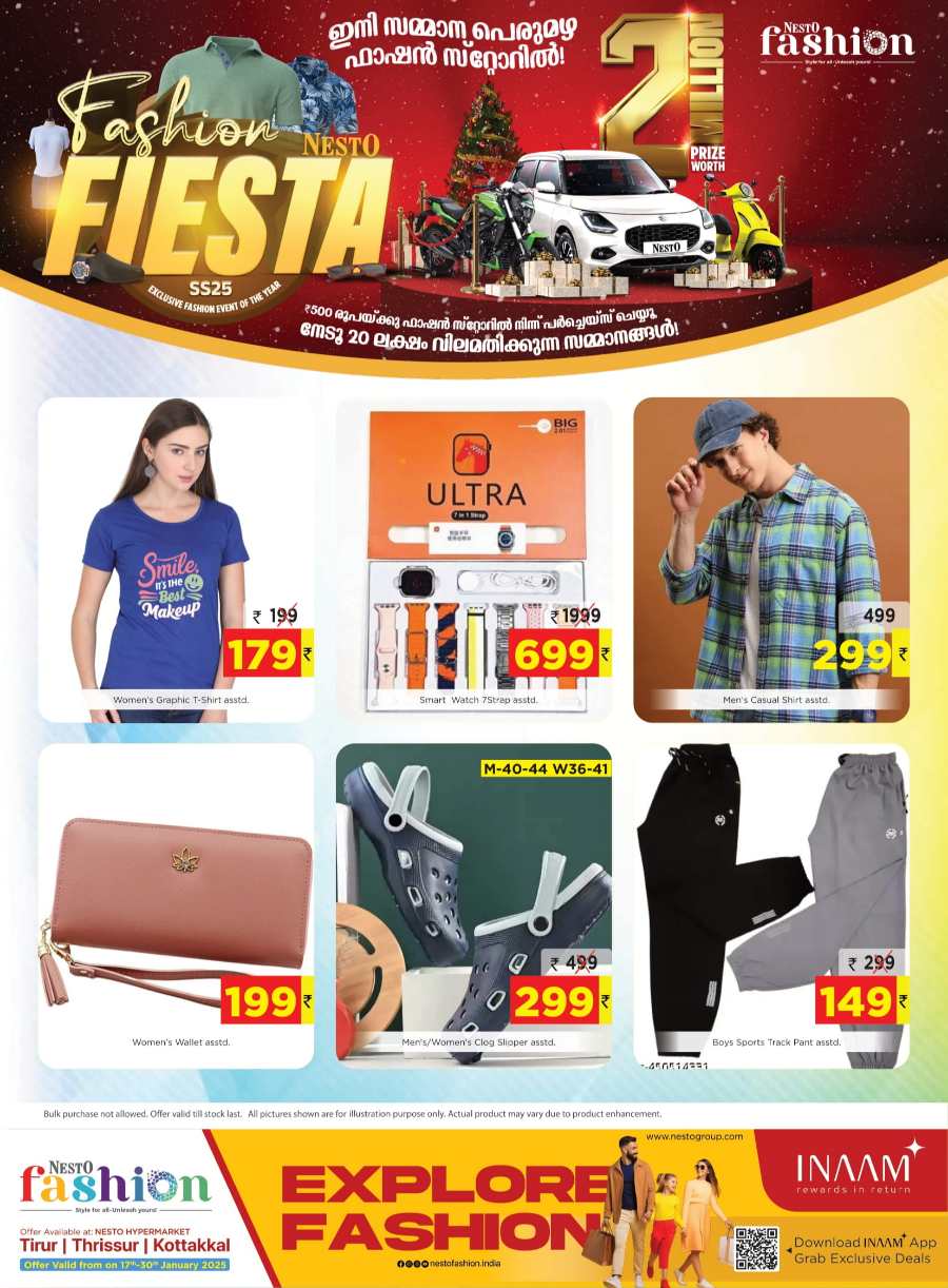 Fashion Fiesta: Up to 50% Off Garments, Footwear & Bags! In Nesto Hypermarket Thrissur