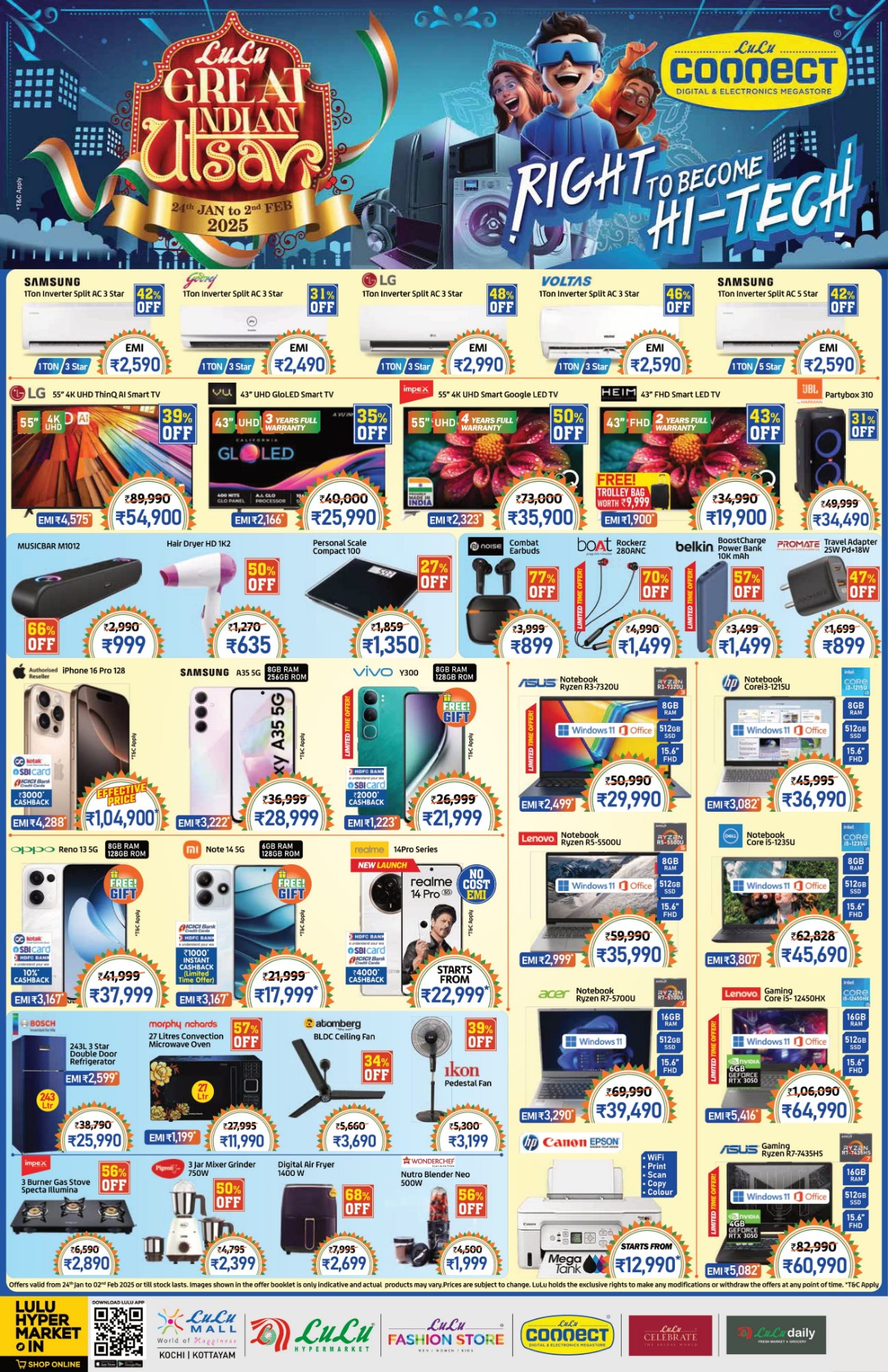 Great Indian Utsav: Up to 75% Off Mobiles, Laptops & Appliances In Lulu Hypermarket Kottayam