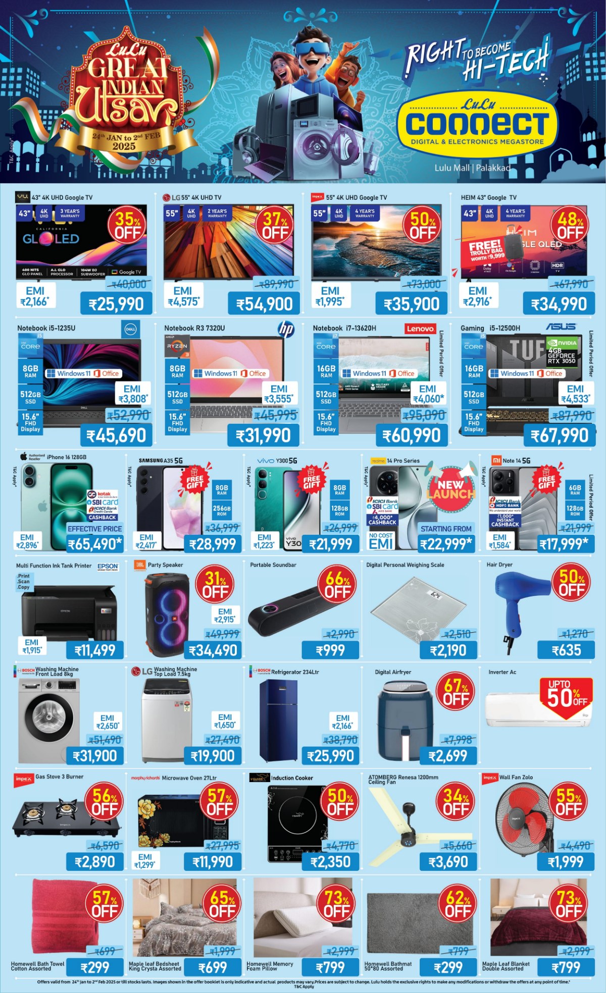 Great Indian Utsav: Up to 60% Off Mobiles, Laptops & Appliances In Lulu Hypermarket Palakkad