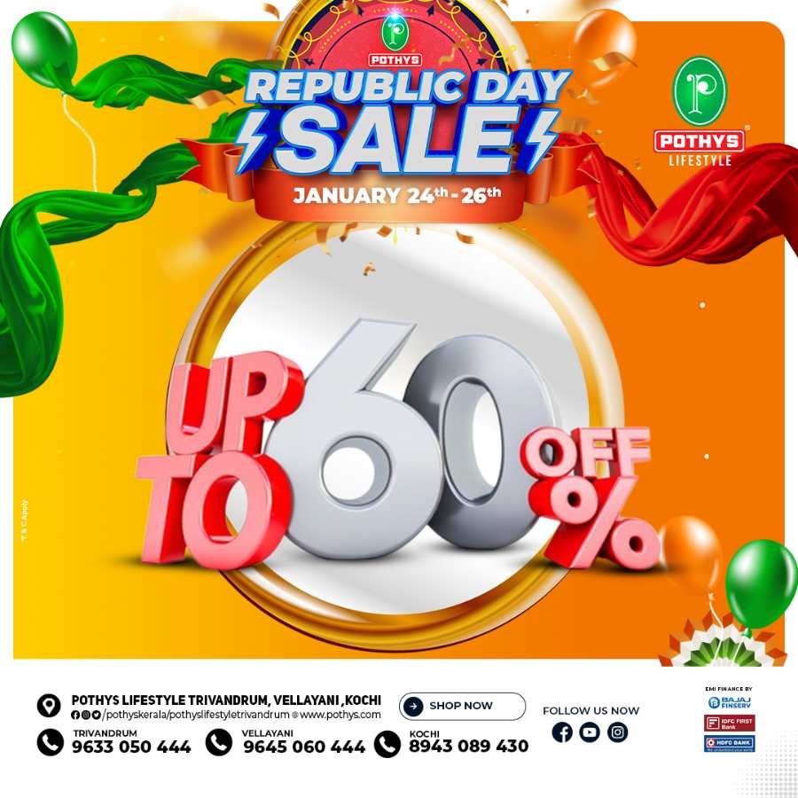 Republic Day Sale: Grab Up to 60% Off In Pothys Superstores Ernakulam