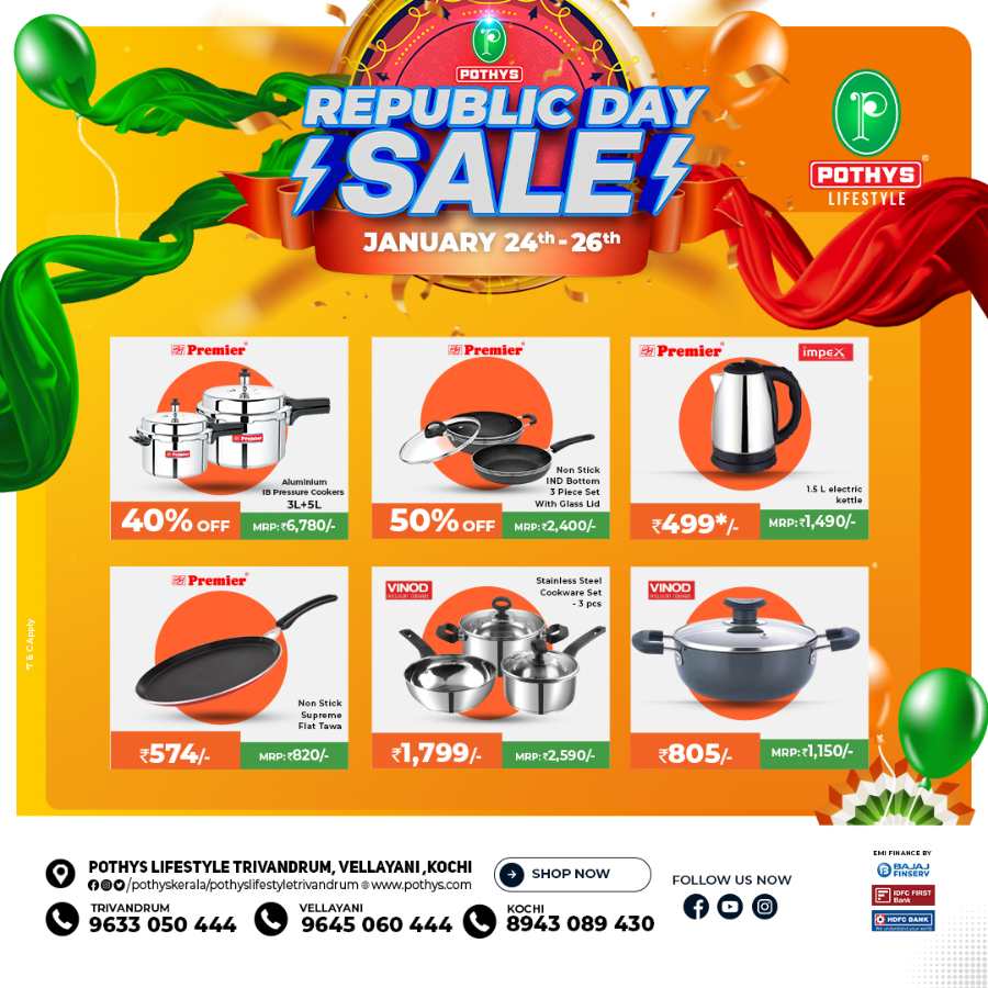 Republic Day Sale: Grab Up to 60% Off In Pothys Superstores Ernakulam